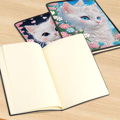DCIDBEI Diamond Painting Notebook Blank Set of 2 Diamond Art Notebook A5 Diamond Art Kits for Adults Journal Book Sketchbooks Cat Flowers Craft Set Diary Sketchbook Painting by Numbers Notebooks
