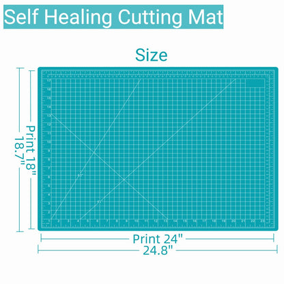 AMASEWART 18"x24" Self Healing Cutting Mat, Sewing Mat for Crafts, Double Sided 5-Ply Table Cutting Board for Fabric Quilting Leather Modeling Hobby Project, Turquoise