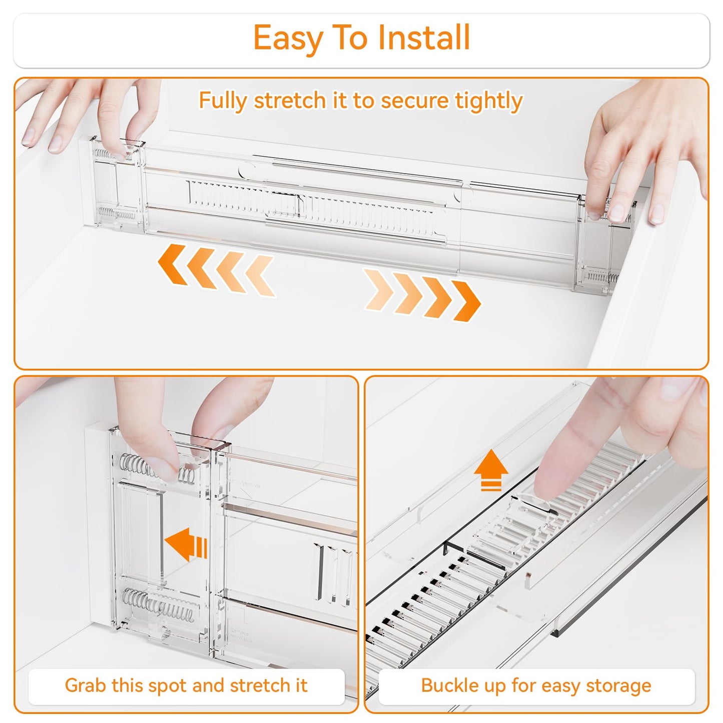 Yieach 8 Pack Clear Expandable Deep Drawer Separators From 15 to 21'' - 3.2 Inch Tall Acrylic Drawer Dividers for Clothes,Dresser Drawer Dividers for Dresser,Baby Nursery,Clothing,Sock or Underwear