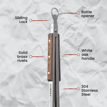 27" Heavy Duty BBQ Tongs - Extra Long Grilling tool for Outdoor Cooking, Smoking & Grilling | Handmade South African Rust Resistant Stainless Steel Meat Tongs with Wood Handles | Donkey Tong