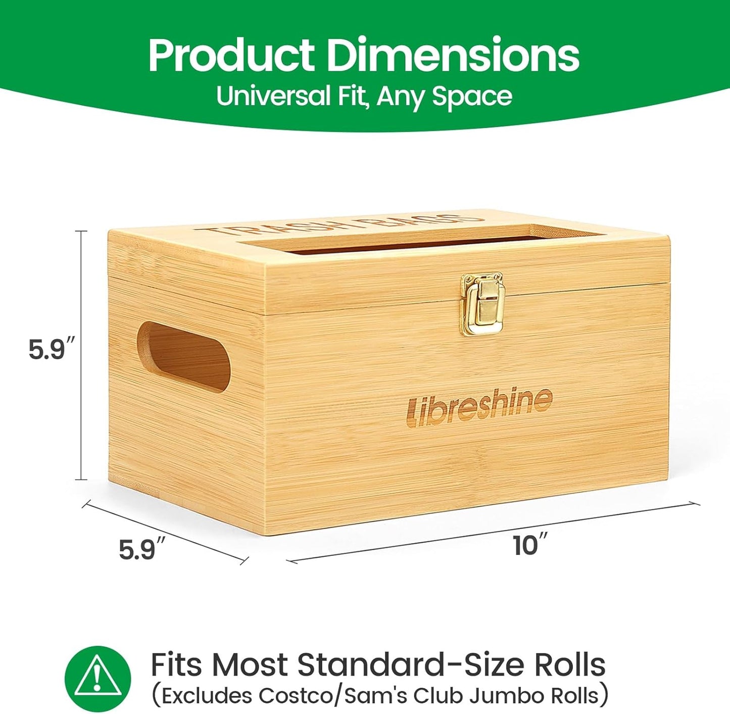 8-33 50+ Libreshine Bamboo Garbage Bag Holder, Multi-Mount Space-Saving Trash Bag Organizer for Kitchen, Pantry, Holds