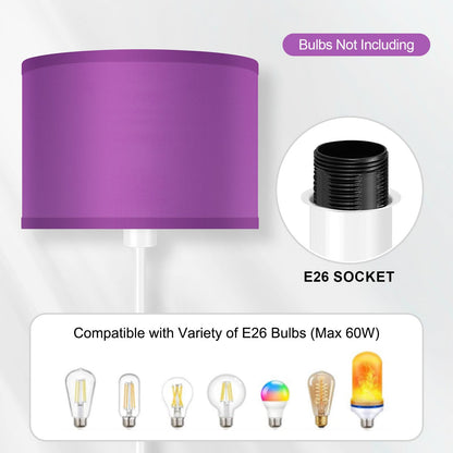 Floor Lamp for Bedroom, Purple Standing Lamp, Modern Stand Up Lamps with Lampshade, 59" Tall Lamp, Foot Switch, Small Corner Lamp Decor for Kids Room, Living Room , Den, Office(NO Bulb,E26 Base)