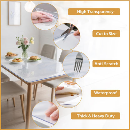 ProsperJoyChant 40x80in Clear PVC Table Protector 1.4mm Waterproof Cover