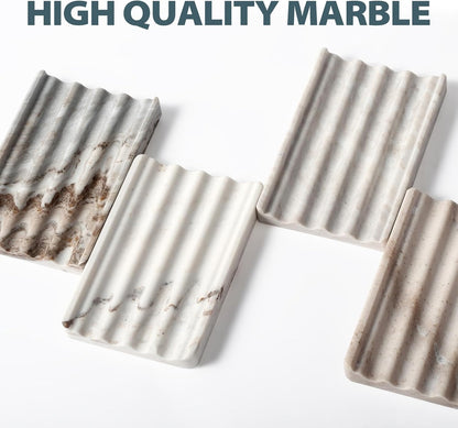 2 Countertop, Pcs Soap Dish for Bathroom, Marble Bar Soap Holder for Kitchen Soap Tray with Wavy Design, Soap Saver