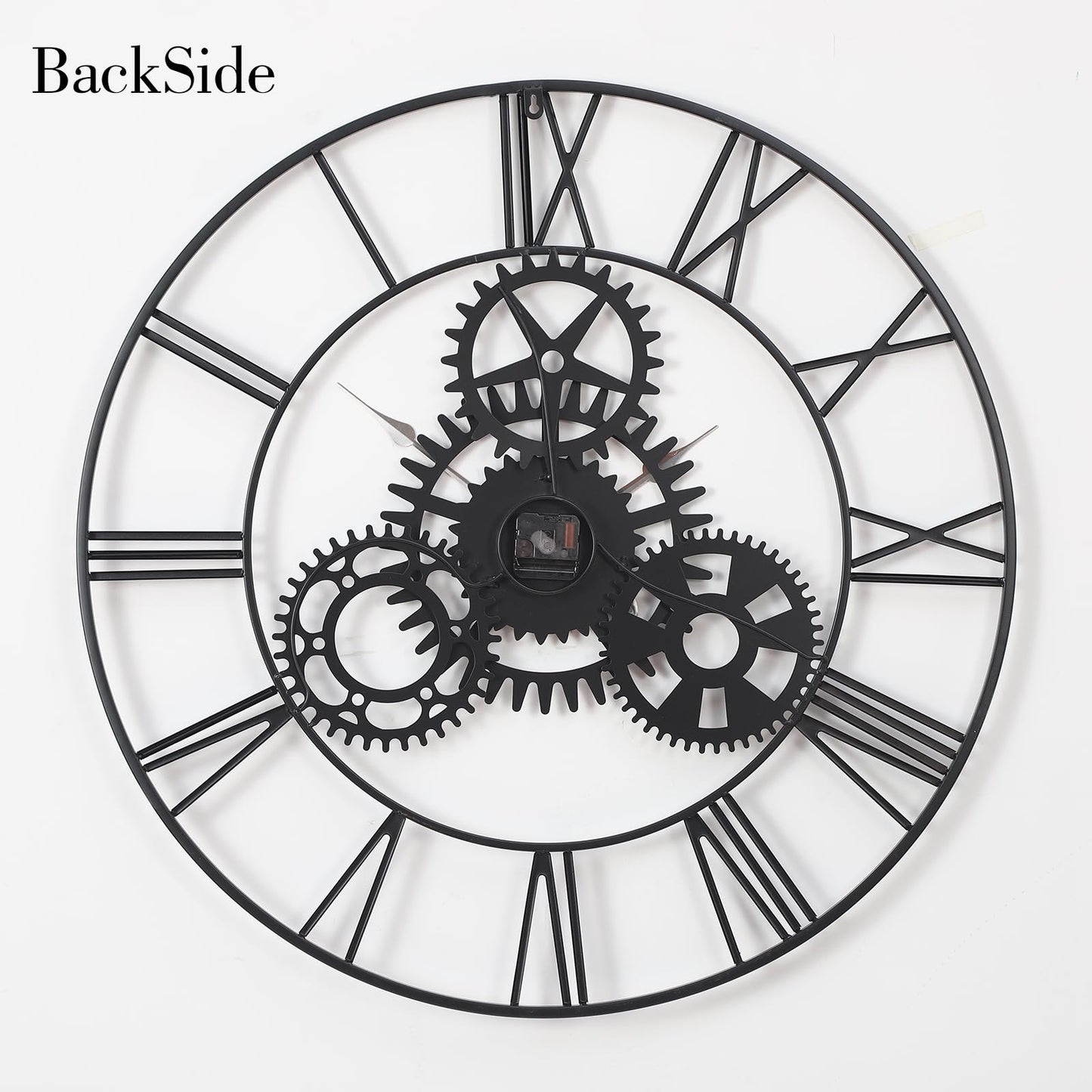 AMAATE Steampunk Wall Clock 32 Inch, Industrial Metal Gears with Roman Numerals, Retro Distressed Finish Mechanical Art for Bar, Living Room, Cafe Decor
