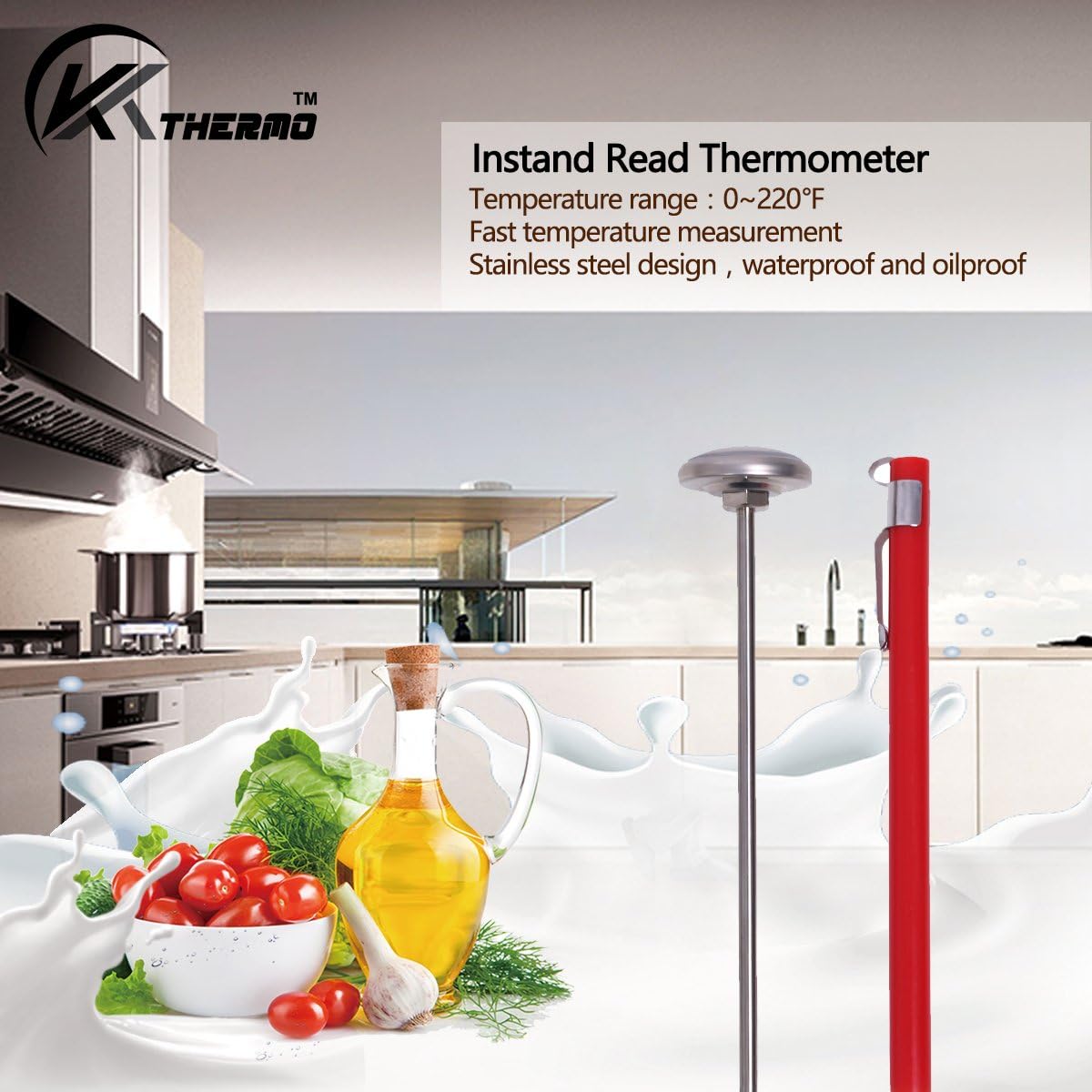 KT THERMO Instant Read 1-Inch Dial Thermometer, Best for Coffee Drinks, Chocolate Milk Foam