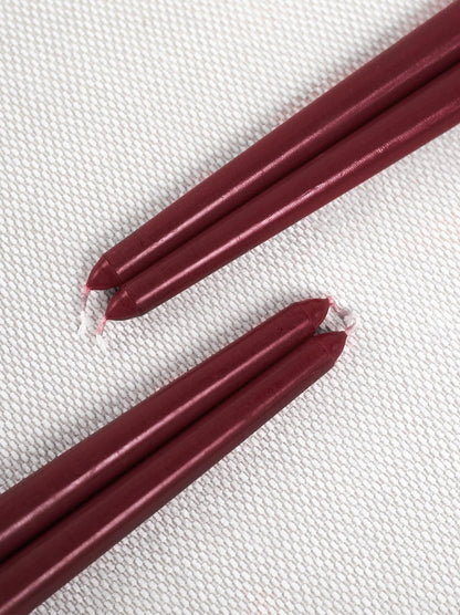 CANDWAX Burgundy 10 inch Taper Candles Pack of 4 - Unscented Dripless Burgundy Candlesticks - Perfect as Christmas Decorations and Home Decor for Dinner Table Centerpieces - Christmas Taper Candles