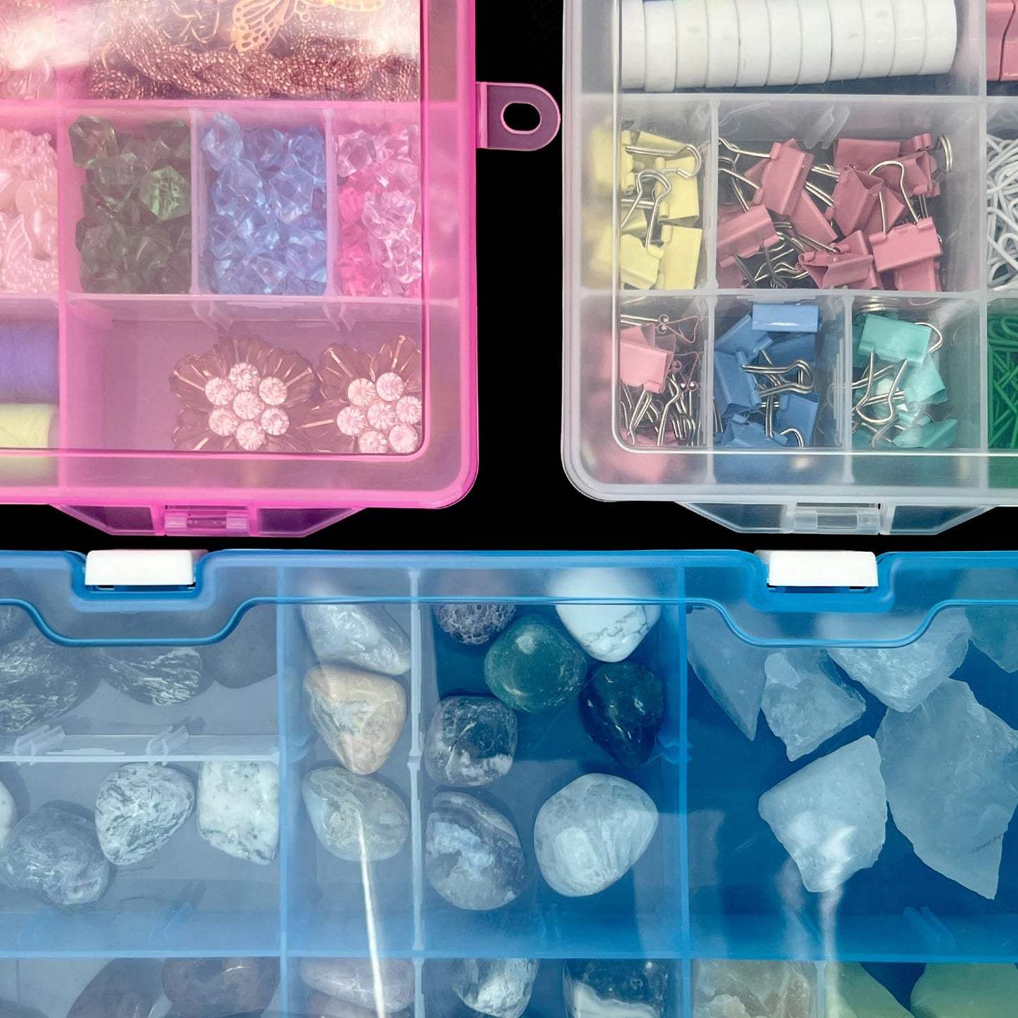 DUOFIRE Plastic Organizer Container Storage Box Adjustable Divider Removable Grid Compartment for Jewelry Beads Earring Container Tool Fishing Hook Small Accessories(34 Grids, White X 4)