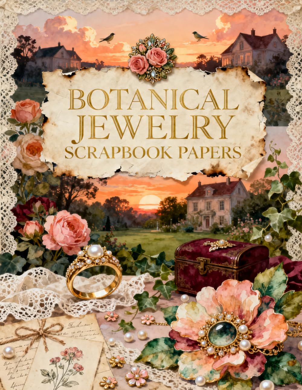 BOTANICAL JEWELRY SCRAPBOOK PAPERS: A Carefully Designed 8.5 × 11 Scrapbook Papers with Over 200 Craft Elements on 35 Pages of Stunning Patterns, Cutouts & Creative Designs
