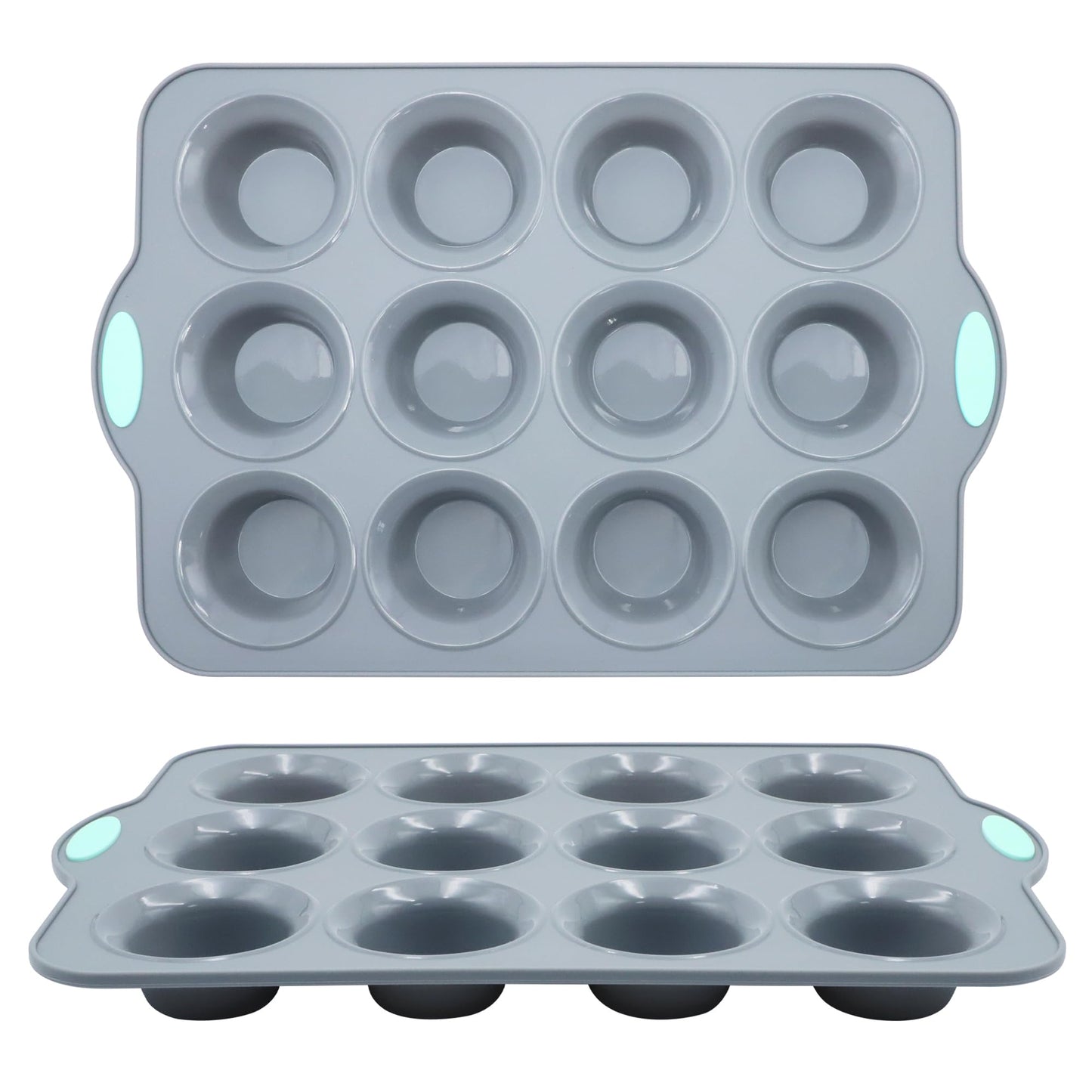 To encounter 2Pack Silicone Muffin Pan with Metal Frame, 12 Cup Regular Size Cupcake Pan, Non-Stick Baking Tray, Food Grade Baking Molds for Oven, Dishwasher Safe