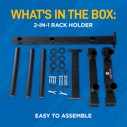 SereneLife 6-Pegs Olympic Weight Plate Rack & 4 Barbells - 800 Pounds Capacity, Heavy Duty Gym Organizer, Scratch Resistant Frame, Powder-Coat Finish, Easy to Assemble, Compact & Space-Saving