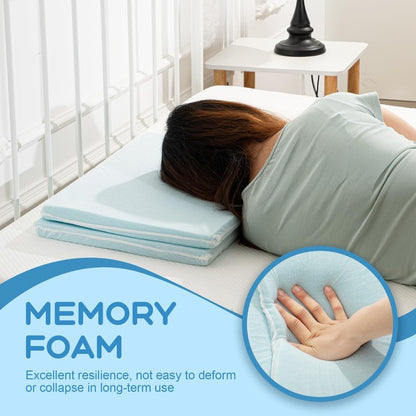 Beeveer 2 Pcs Adjustable Memory Foam Pillow, Thin Height 1.2'' Soft Insert Slim Flat Pillow for Neck Support Neck Pain Relief for Back, Side, Stomach Sleeper (23.6'' x 14.2''x 1.2'', Blue)