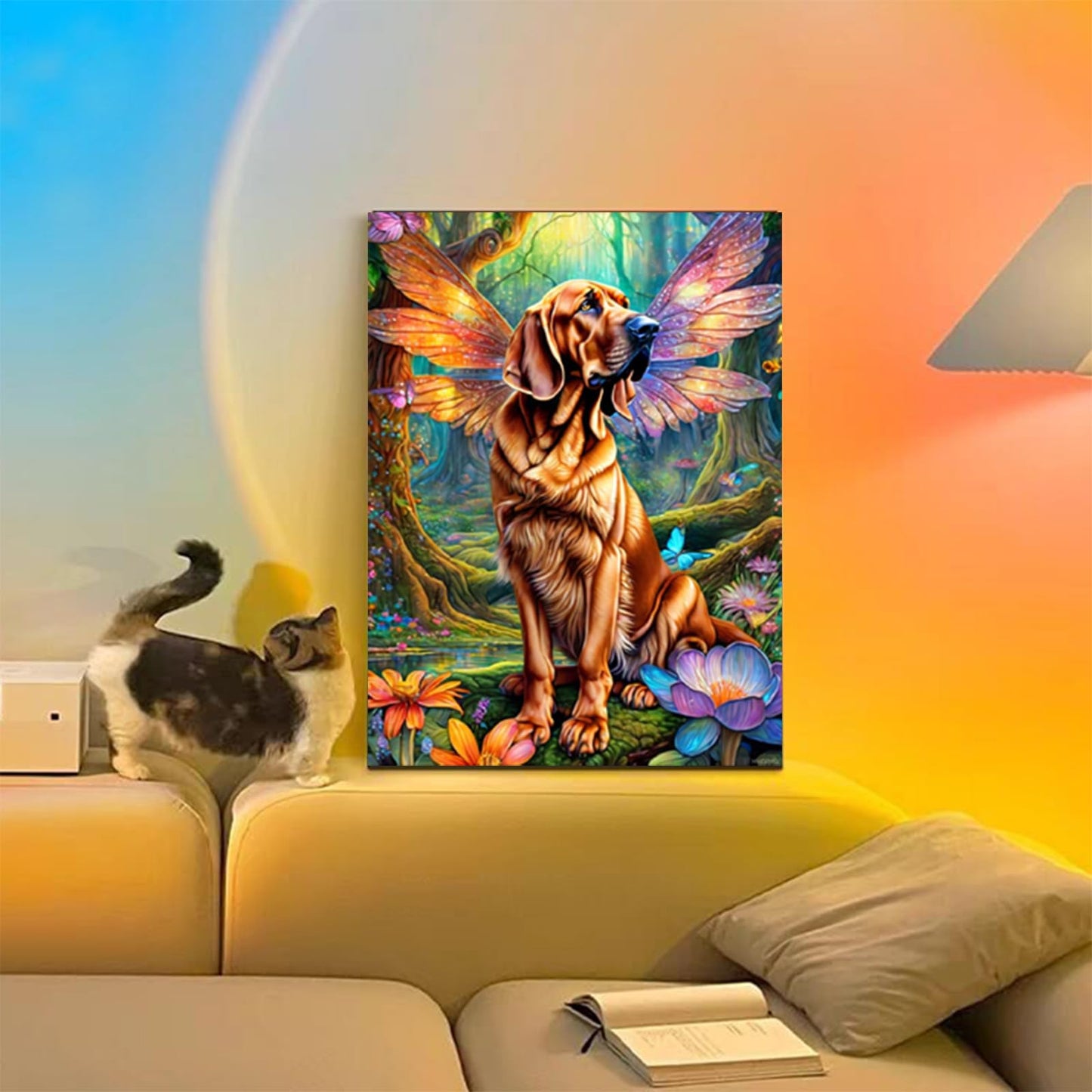HMDIIMGE Diamond Painting Kits for Adult, DIY 5D Forest Animals Diamond Art Kits, Butterfly Full Drill Round Crystal Bloodhound Diamond Dots Art Crafts for Home Wall Decor 12x16 inch