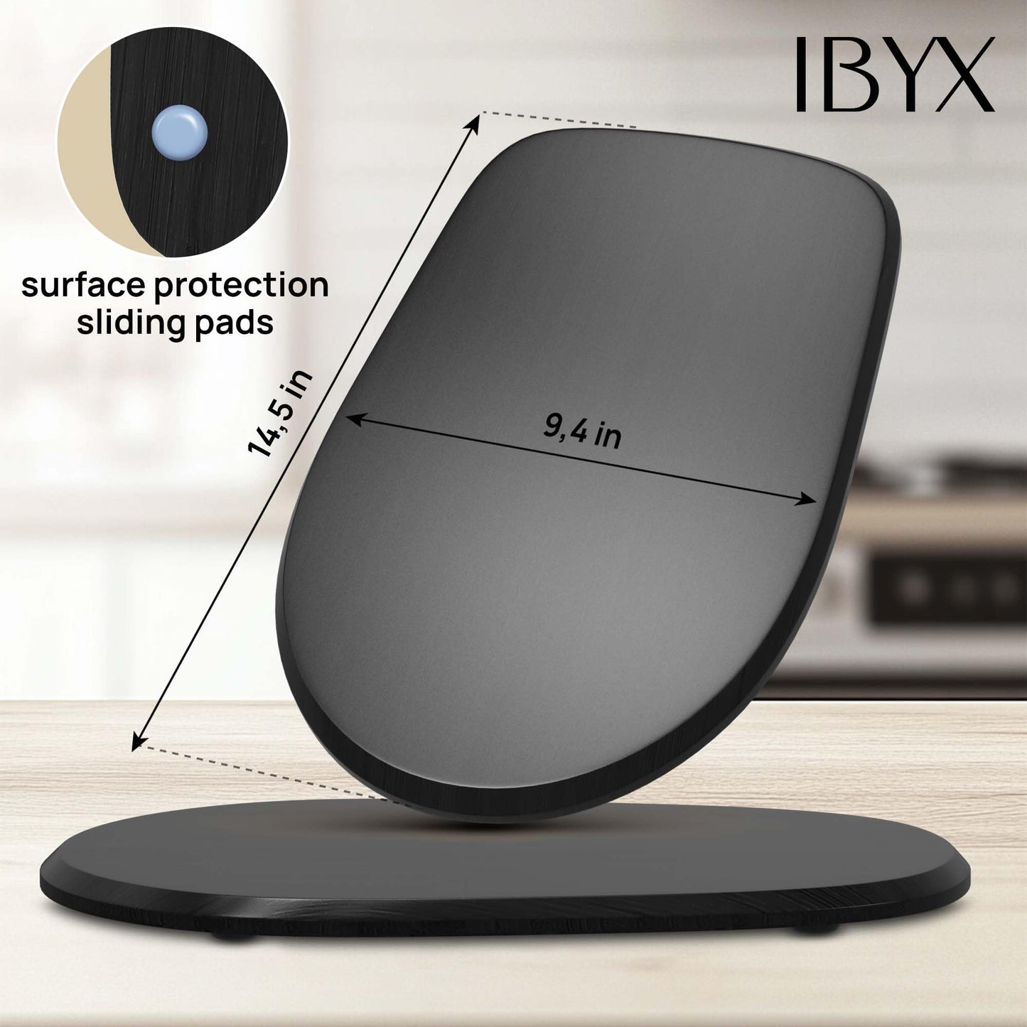 Ibyx Elegant Round Sliding Tray for Your Pressure Cooker, Air Fryer & Heavy Kitchen Appliances - Sturdy, Slides Easily from Under The Cabinet (Natural, 13”)