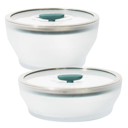 Anyday 4-Pc Microwave Cookware & Glass Food Storage Set with Glass Lids | Large Plastic-Free Containers | Stackable Steamer with Vented Lid for Microwave-Safe Reheating & Steaming Vegetables, Rice