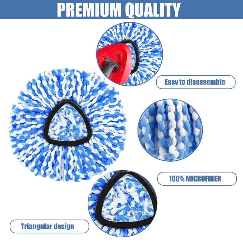 4-Pack Spin Mop Replacement Head for O-Ceda RinseClean Spin Mop Refill 2-Tank System Microfiber Deep Cleaning Machine Washable and Easy-to-Replace