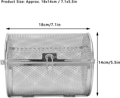 Stainless Steel Rotisserie Basket, 360 Degree Rotatable Oven Cage for Baking Nuts BBQ Roaster Tool