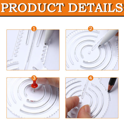 ForraFun 4 Pcs 3-in-1 Mandala Ruler Tool with Holes 4 Size Mandala Dot Art Circle Maker Compass Protractor Straight Dotting Ruler for DIY Drawing Stencil Art Geometric Projects