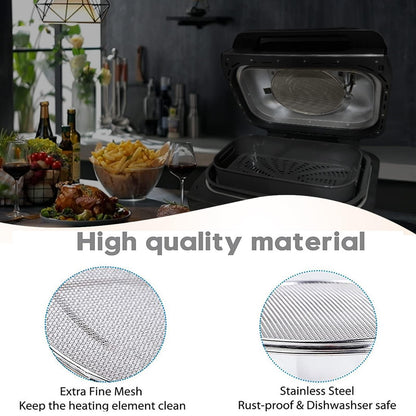 Yidata 2-Pack Splatter Shield for Ninja Foodi FG551, 304 Stainless Steel Reusable Splash Guard, Oil Proof & Dishwasher Safe Air Fryer Grill Accessories