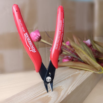 HOUSERAN 170 Wire Cutters, 10 PACK, 5 Inch Micro Flush Cutter, Small Wire Cutters Spring Loaded Cutting Pliers, Side Cutters, Diagoanl Cutters for Jewelry Making, Models, Zip Ties Plastic Wire Snips