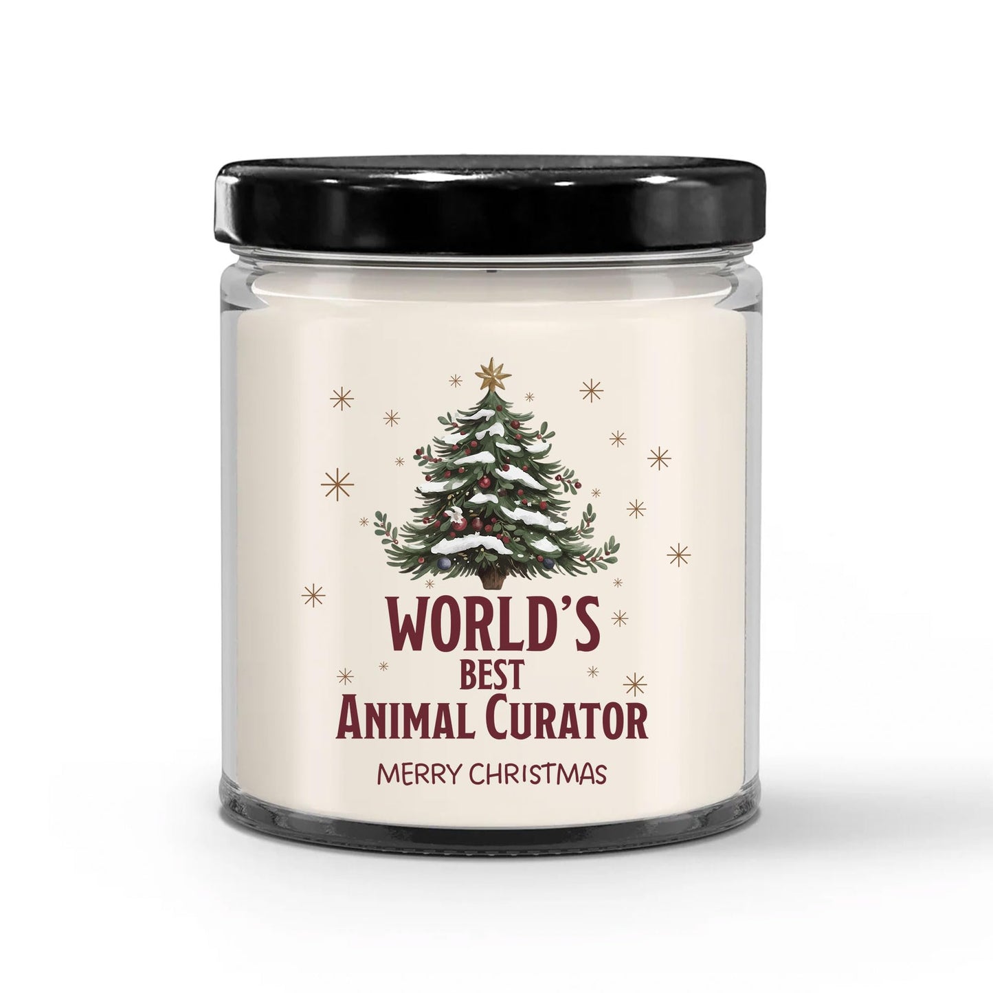 World's Best Animal Curator Candle for Christmas Party - Gifts for Coworker Zoo Curator Employee Boss Manager Men & Women - 9oz Vanilla Scented Soy Wax - Holiday Keepsake