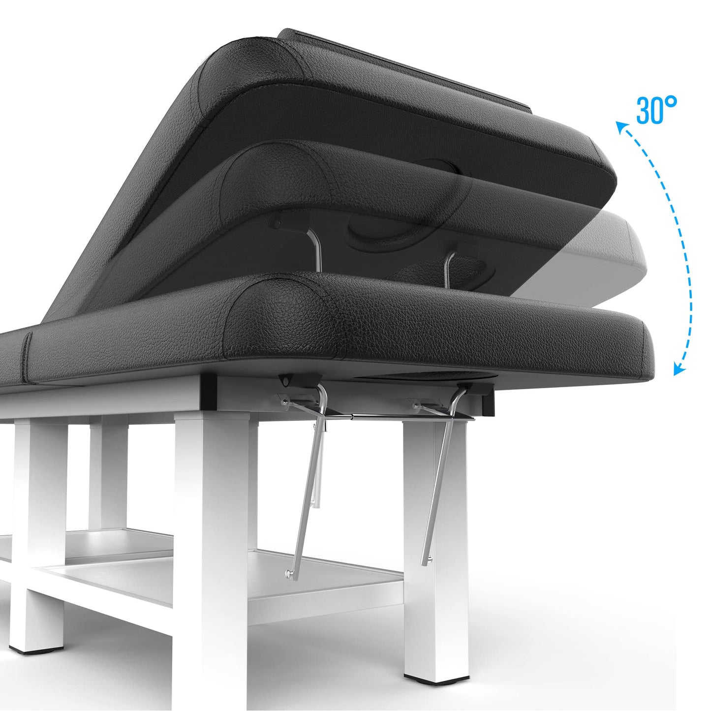 Stationary Massage Table, 75”L 31.5''W Heavy Duty Height Adjustable Esthetician Bed w/Facial Cradle, 800LBS Metal Frame PU Leather Physical Therapy Table Spa Lash Bed Professional Equipment (Black)