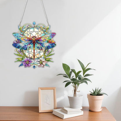 NAIMOER DIY Hanging Diamond Art Kits for Adults, Dragonfly Diamond Painting Kits, Special Shaped Rhinestone, Acrylic 5D Gem Art Craft Window Pendants Home Garden Wall Hanging Ornament Kits