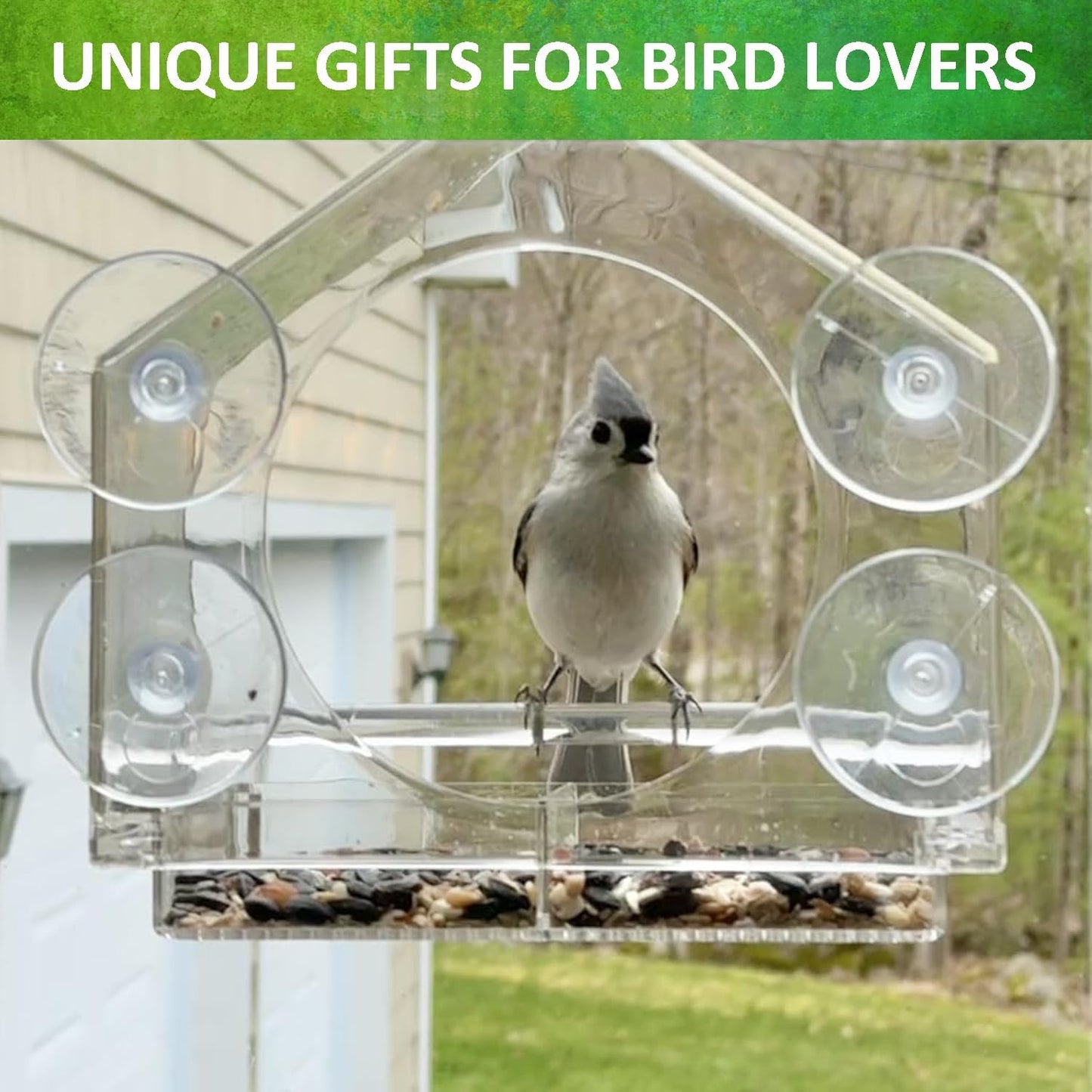 Window Bird Feeders with Strong Suction Cups - Clear Feeders for Outside, Easy to Clean, Perfect for Garden Viewing