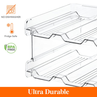 Lifewit Stackable Water Bottle Organizer/Holder for Cabinet Fridge, Kitchen Pantry Organization and Storage, Plastic Wine Racks, Tumbler Travel Mug Cup Holder, 2Pack, Hold 8 Bottles
