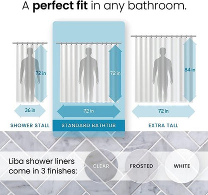 LiBa Waterproof Shower Curtain - Premium Non-Toxic PEVA with Rust-Proof Grommets | 72x72 Inches