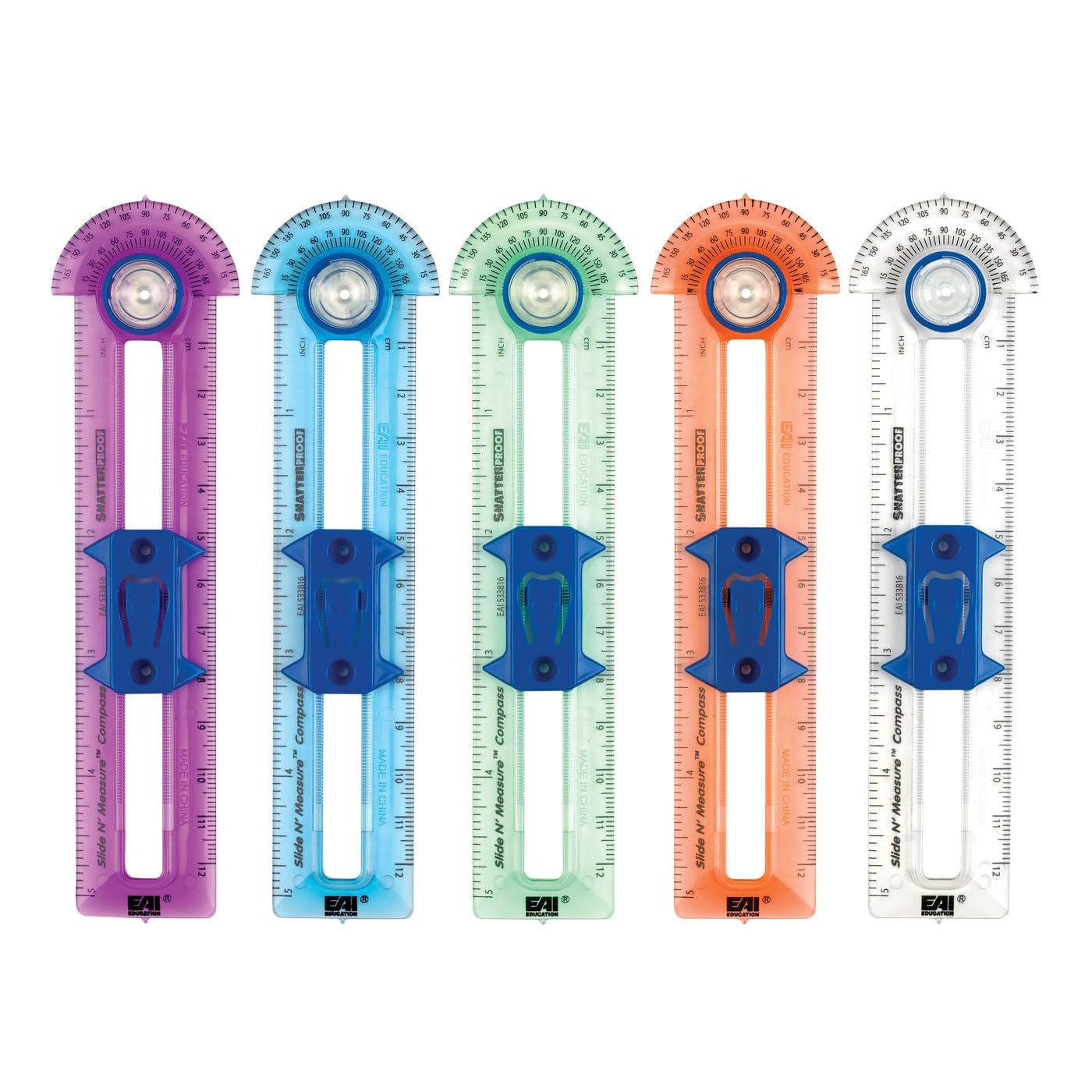 EAI Education Slide N' Measure Compass: Assorted Colors - Set of 10
