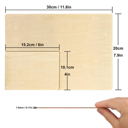 kukmakri 90 PCS Plywood Sheets for Crafts, (72 PCS)6 x 4 x 1/16 Inch and (18 PCS)12 x 8 x 1/16 Inch Versatile Blank Unfinished Basswood Sheets, Wood Boards for Crafts, Laser Cut Crafts, Model Making