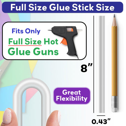 Innovative Haus Full Size Hot Glue Sticks Bulk 100 Pack - Fits Full Size Glue Guns, 8" x 0.43" - Craft, Bond, Create on Wood, Metal, Glass and More - Clear Large Stick