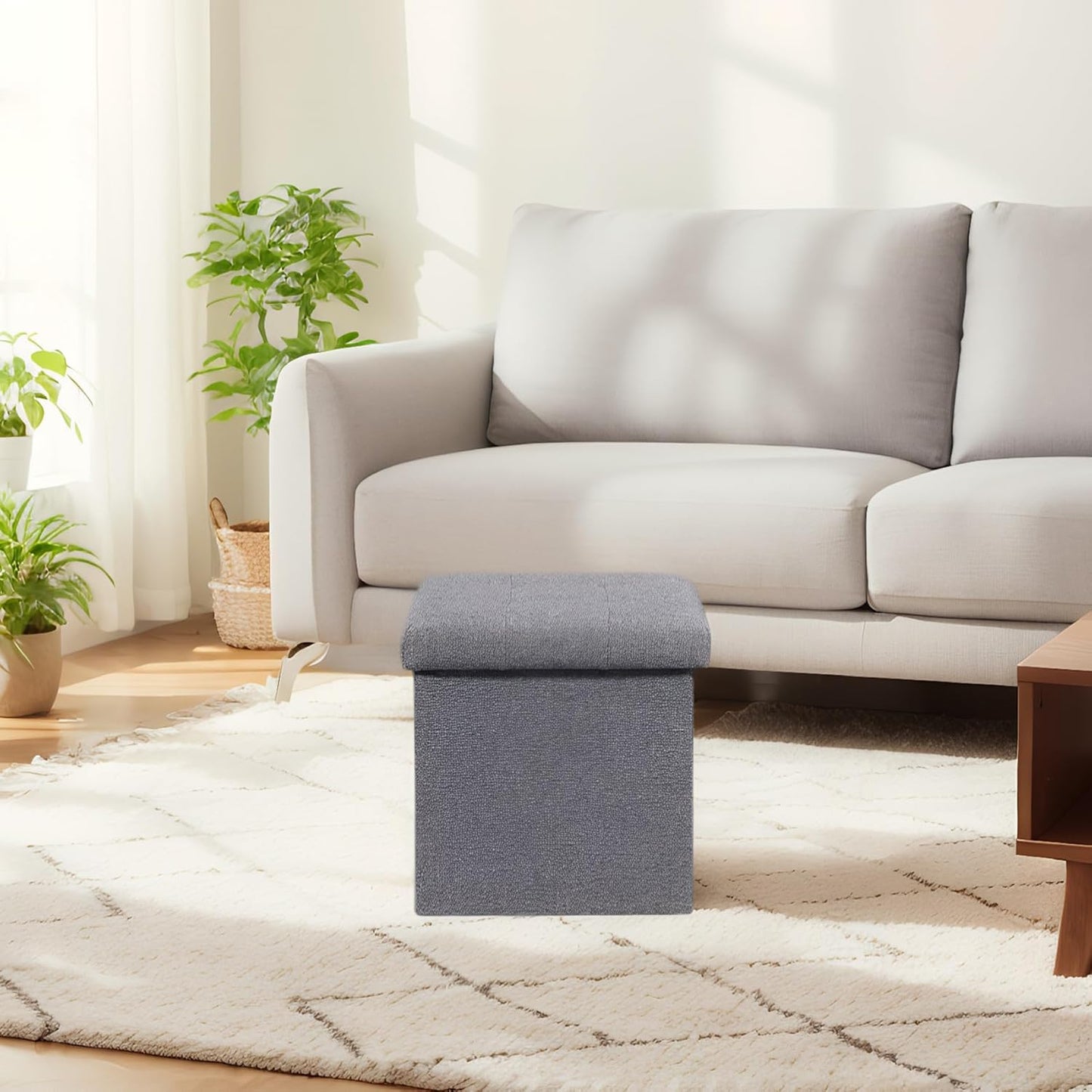 12.6 Inch B FSOBEIIALEO Storage Ottoman Cube Foldable Footrest, Chest & Seat for Living Room, Nursery, Bedroom Cube