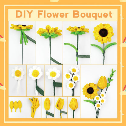 ZEIZHUBN 270 Pieces Pipe Cleaners, Pipe Cleaners Flower Bouquet Kit, Flower Making Kit with Floral Wires Tape, Art and Craft Supplies Projects DIY Decoration Holiday Party Birthday Gifts