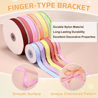 PATIKIL 50 Yard x 3/8 Inch Gingham Ribbon, Plaid Ribbon Nylon Checkered Gift Wrapping Strip for Thanksgiving Bow Wreath Craft Birthday Wedding, Pink