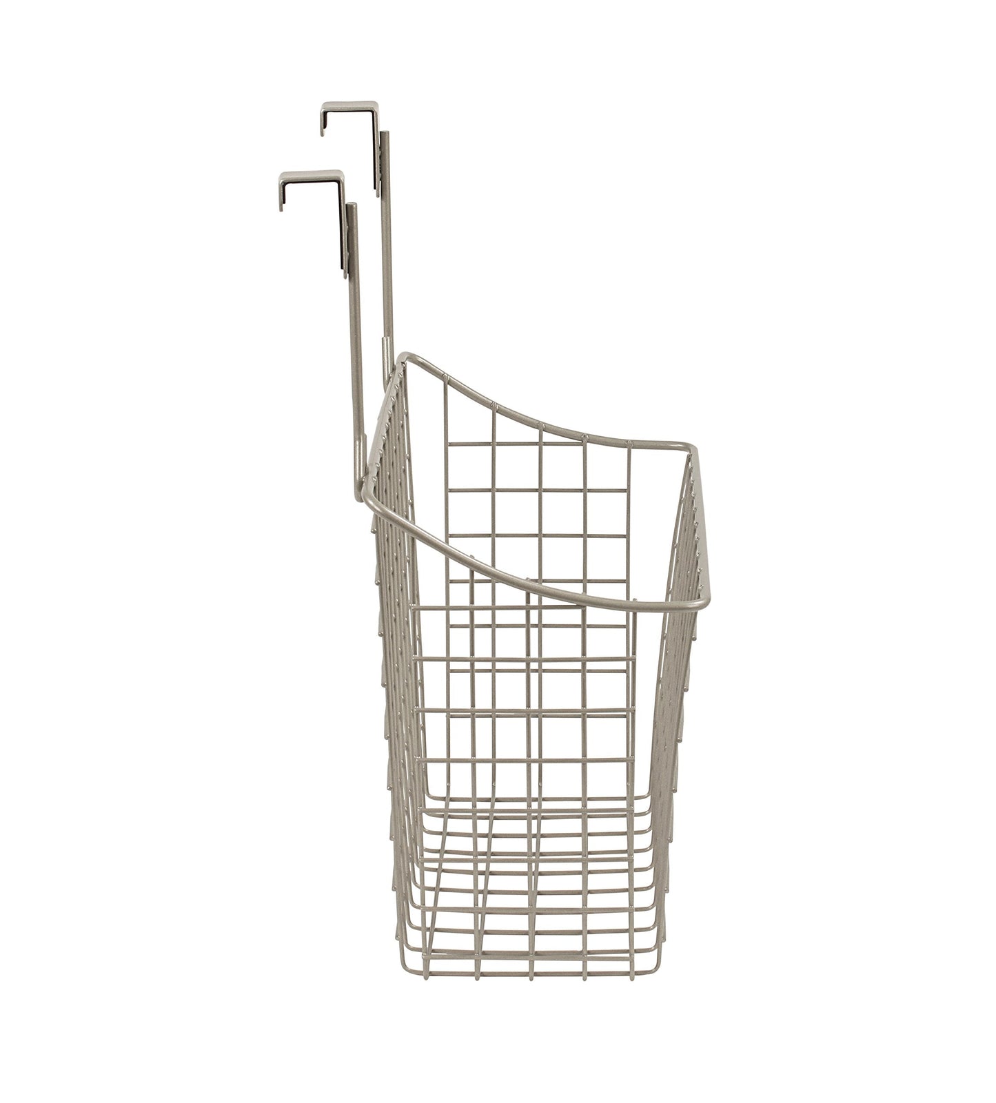 Spectrum Hanging Baskets for Organizing (Large, Satin Nickel) - Grid Over the Cabinet Wire Basket for Kitchen or Bathroom - Door Hanging Storage Organizer for Cleaning Supplies, Washcloths, & Towels
