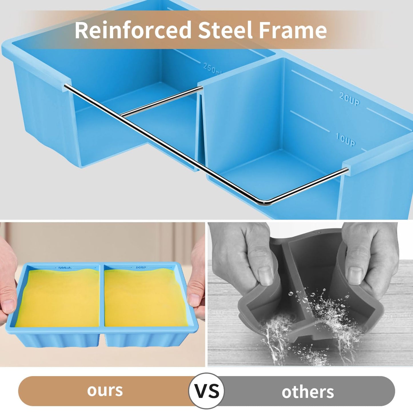 Silicone Freezer Tray for Soup Ice Cubes: 2-Cup Freezing Tray with Lid for Meal Prep - 2Pack Silicon Soup Portion Freeze Trays Make Stock Souped Ice Cube
