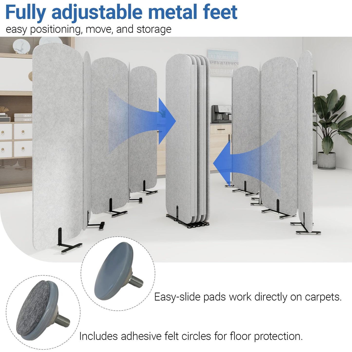 Natwind 5-Panel Office Room Divider, 122.8 x 71 inches Portable Office Partition, Freestanding Folding Privacy Wall for Cubicle & Temporary Indoor Space Separation (Grey)