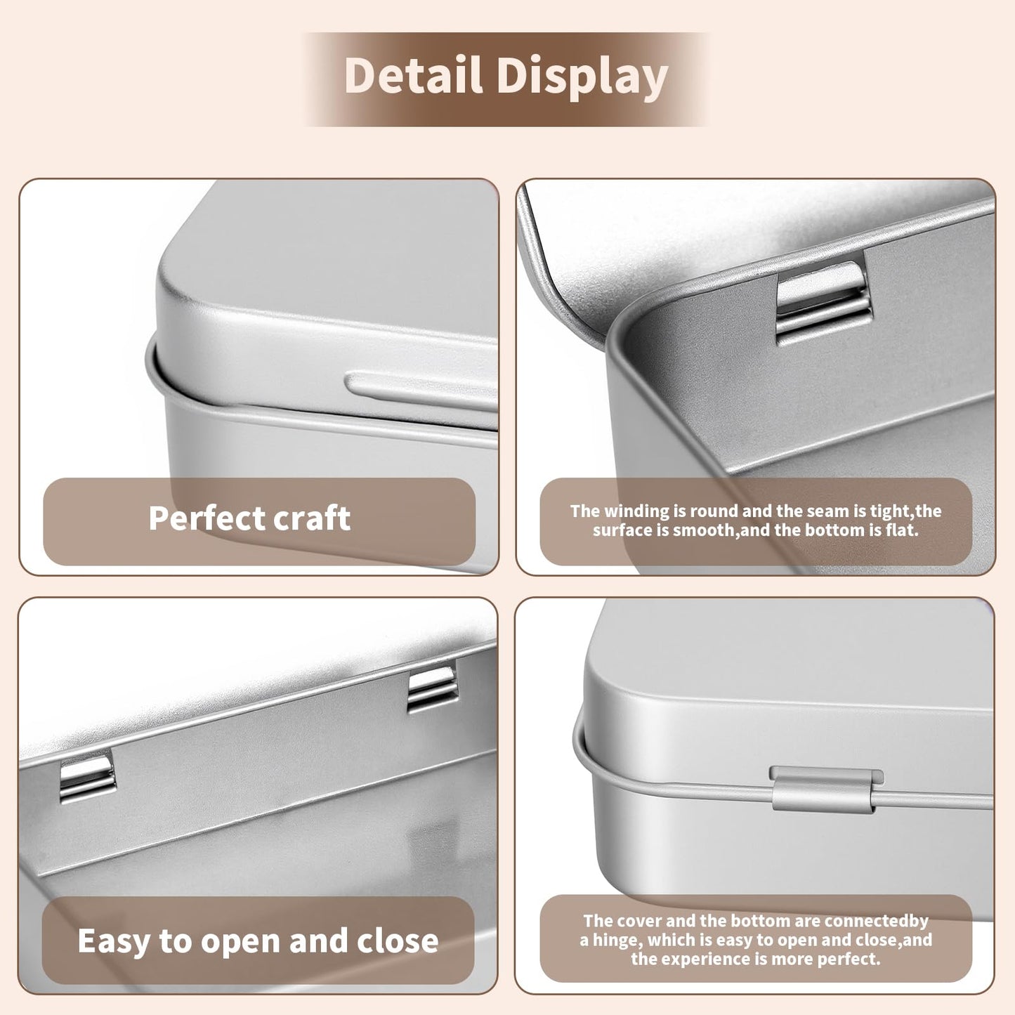 Goodma 12 Pack Empty Rectangular Silver Metal Tins Storage Organizer Gift Boxes with Hello Summer Themed Image Pattern on the Lid, 4.5 x 3.3 x 0.9 inch