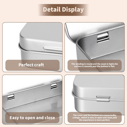 Goodma 12 Pack Empty Rectangular Silver Metal Tins Storage Organizer Gift Boxes with Hello Summer Themed Image Pattern on the Lid, 4.5 x 3.3 x 0.9 inch