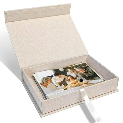8x10" Archival Photo Storage Box with Lid – Stackable Memory Keepsake Organizer for Photos, Certificates, Jewelry & Scrapbooking Supplies, Photo Cases and Postcard Keeper Storage Container Box Beige
