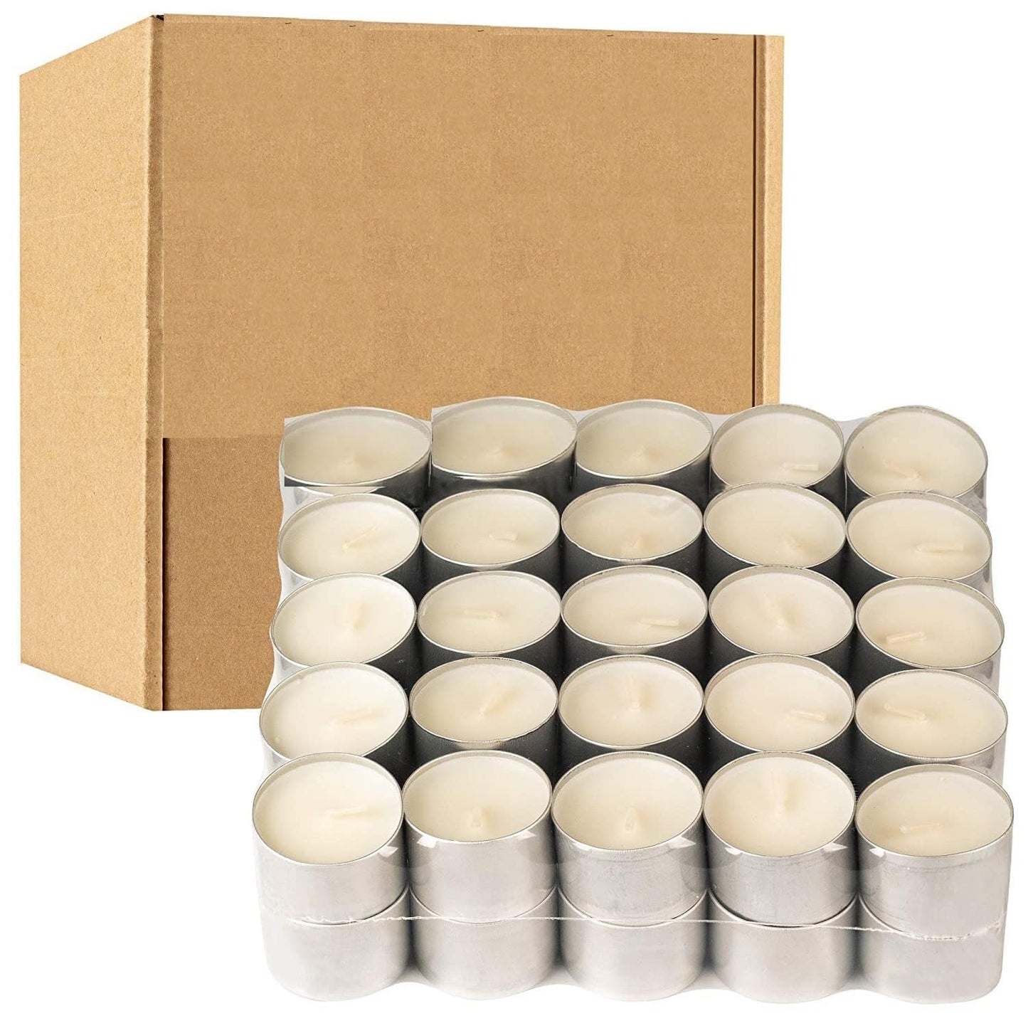 PEAKHILL_Tealight Candles 100% Pure Wax, Unscented, Long Burning Tealight, 9 Hours Burn time, White Unscented Tea Light Candles (Pack of 50)