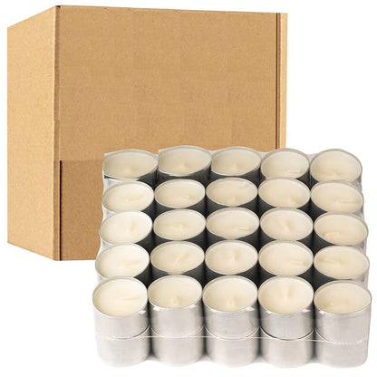 PEAKHILL_Tealight Candles 100% Pure Wax, Unscented, Long Burning Tealight, 9 Hours Burn time, White Unscented Tea Light Candles (Pack of 50)