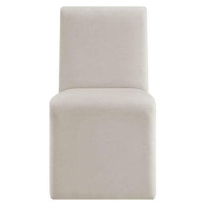 Modway Emory Upholstered Dining Side Chair in Alabaster - Single Armless Slipper Chair - Padded Performance Velvet Accent for Dining Room, Kitchen