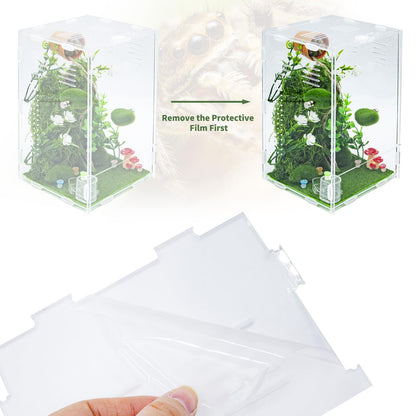 Jumping Spider Enclosure Accessories, DIY Habitat Decoration Set with Feeding Dish and Hideout, Spider Enclosure, Habitat Accessories for Jumping Spider, Tarantula, Insect