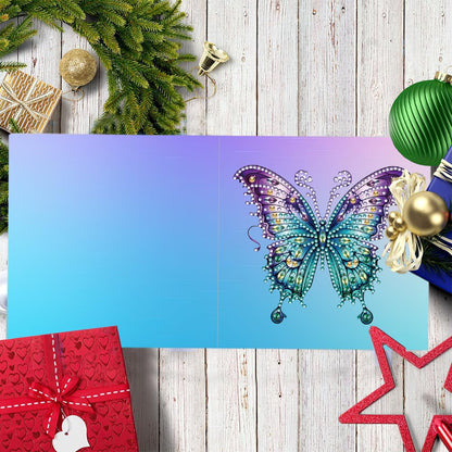 POETRYDRAW 6 Pack 5D DIY Diamond Art Painting Greeting Card Kit, Diamond Art Christmas Butterfly Greeting Card, Crafts Kit Creative with Envelope