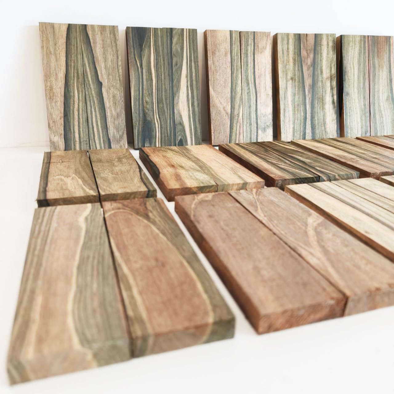 Gray Brown Tone Macassa Ebony Lumber Burl Knives Handle Scales Knife Makers Material Exotic Wood DIY Tools 2Pcs Size: 3/8" x 1 1/2" x 5 1/8" (+/- 1/16")