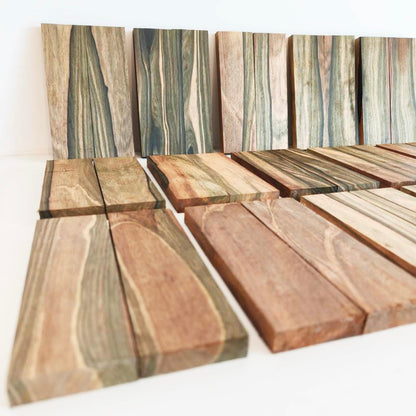 Gray Brown Tone Macassa Ebony Lumber Burl Knives Handle Scales Knife Makers Material Exotic Wood DIY Tools 2Pcs Size: 3/8" x 1 1/2" x 5 1/8" (+/- 1/16")