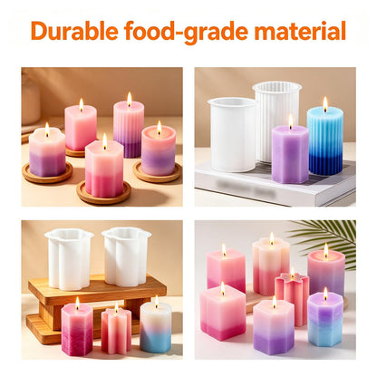 DJBVHSF 9 Pack Reusable Silicone Candle Molds Set, Easy Release Cylinder, Hexagon, Heart and Star Resin Soap Molds for DIY Candle Making, Crafts and Home Decor